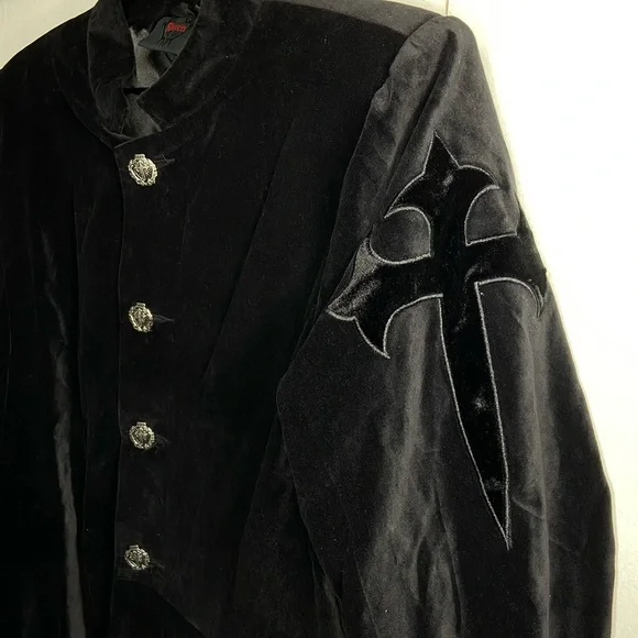 Vintage Raven Gothic Dracula Steampunk Victorian Long Velvet Trench Coat Vampire